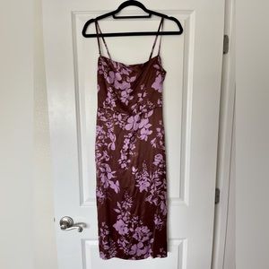 Flower Midi Silk Dress